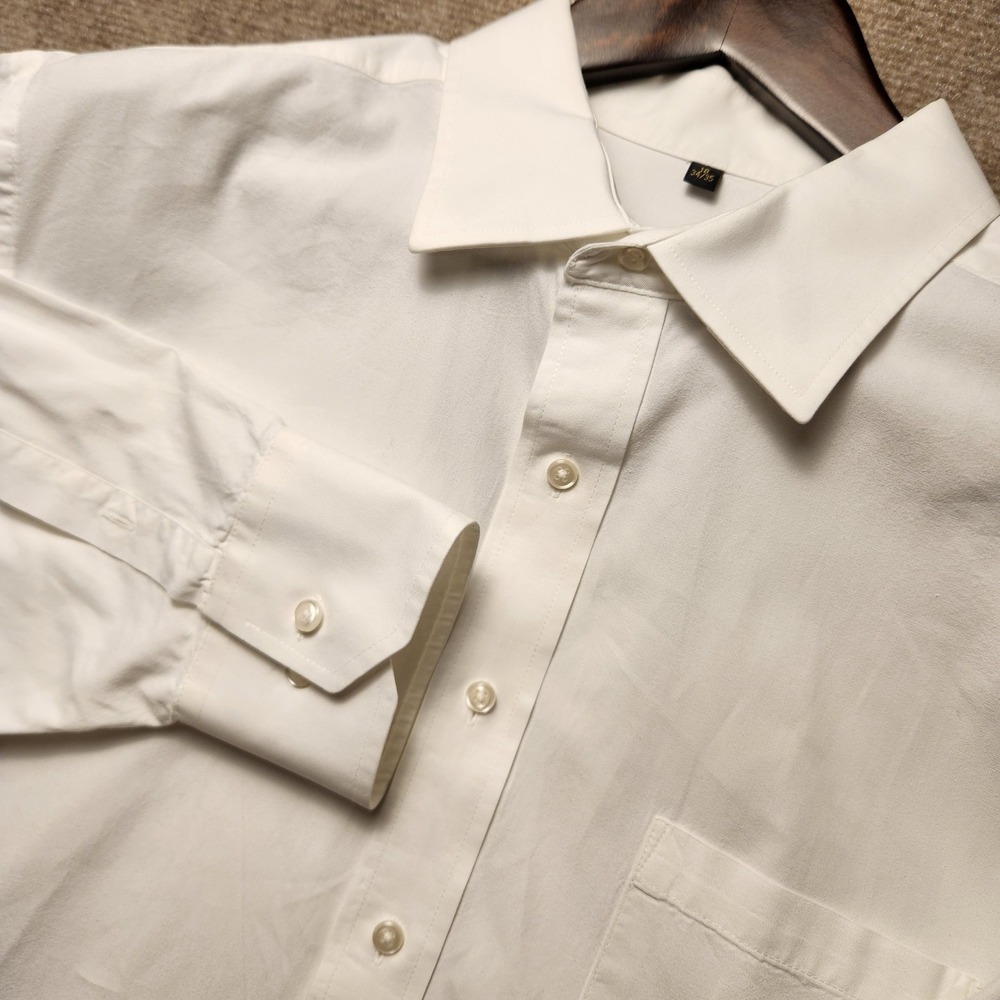 Donald J. Trump Dress Shirt Men 18 34/35 White Solid Cotton Signature Collection